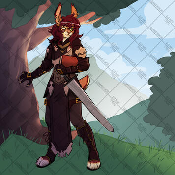 Full Body Illustration w/ Complex BG